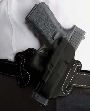 DESANTIS MINI SLIDE HOLSTER - OWB LH LEATHER S/A HELLCAT BLK