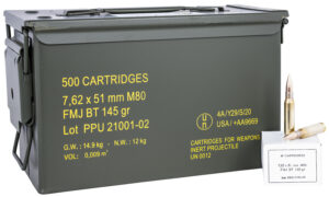 PPU PPRM762M Rangemaster 7.62x51mmNATO 145gr Full Metal Jacket Boat Tail/500rds *Sold by Case *Includes Metal Can