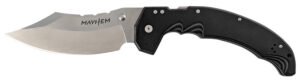 Cold Steel CSFL60DPLM Mayhem 6" Folding Clip Point Modified Cleaver Plain Satin AUS-10A SS Blade/7.20" Black Contoured G10 Handle Includes Pocket Clip