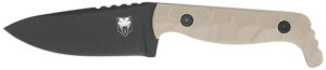 CobraTec Knives CTKPTAN KingPin EDC 4" Fixed Drop Point Plain Black Powder Coated D2 Steel Blade, 4" Tan Textured G10 Scales Handle
