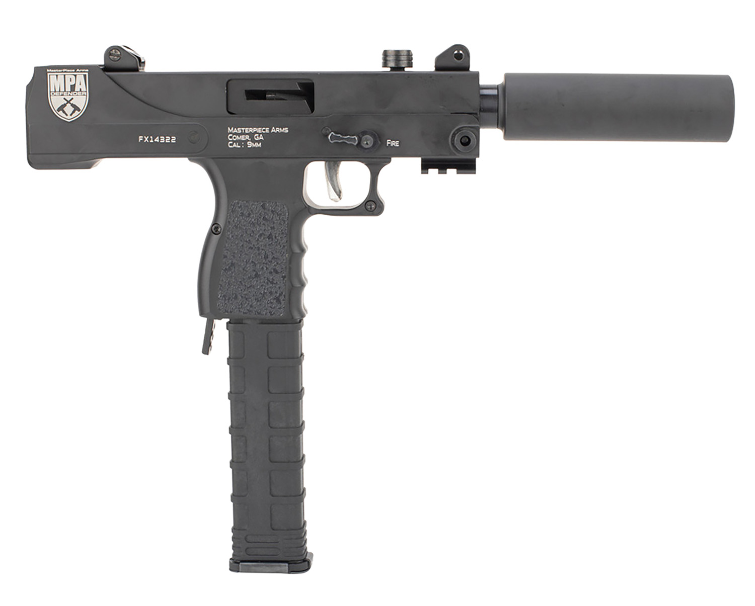 MasterPiece Arms 30T Defender Top Cocking TB 9mm Luger 5.50" 30+1 Black Cerakote