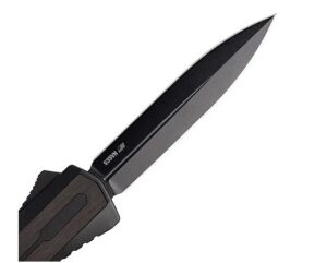 ZASTAVA A7 ZASTAVA TACTICAL BLACK WOOD HANDLE BLACK ACCENTS BLACK S35VN DAGGER BLADE FINE EDGE