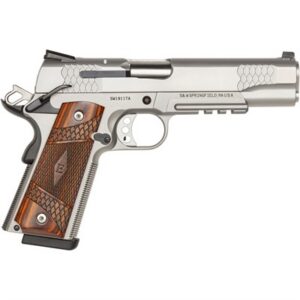 SW1911TA E-SERIES TACTICAL RAIL 45 ACP 5â BBL (2)8RD SS/WOOD
