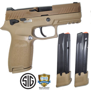 P320 M18 9MM 3.9 inch barrel 1-17 Round and 2-21Round Mags Coyote with Night Sig