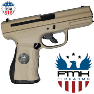 9C1G2-FAT 9MM 4 inch barrel 14 Round Desert Sand with Bulldog Medallion in Grip