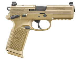 FN 66100223 FNX Tactical 45 ACP 10+1 4.50" Black Steel Barrel, Flat Dark Earth Optic Cut/Serrated Steel Slide & Polymer Frame w/Picatinny Rail, FDE Interchangeable Backstrap Grip, Ambidextrous