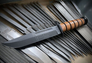 KA-BAR USMC 125TH ANNIVERSARY KNIFE 11.87 OAL 7 IN CLIP POINT BLADE W/ BROWN LEATHER SHEATH BOXED